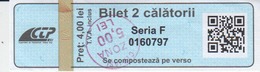 Romania Iasi 2 Trips Transportation Ticket For Bus And Tramway, Used - Europe