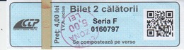 Romania Iasi 2 Trips Transportation Ticket For Bus And Tramway, Used - Europa