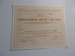 Société Civile Pour La Fondation D'une école D'apprentis Diamantaires (1949) - Ohne Zuordnung