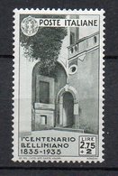 1935  Regno - Bellini N. 393  2,75+2 Verde Oliva Nuovo MLH* - Nuovi