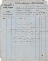 Lettre Facture 1875 / Fontaine-Vinsonneau / Indigo Cochenille / Mouture Bois De Teinture / Cachet GC Toulouse - 1800 – 1899