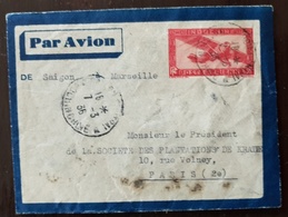 INDOCHINE, ENTIER POSTAL PAR AVION CACHET DE SAIGON A Marseille DU 07/03/1936 Cachet D'arrivée Au Dos - Lettres & Documents