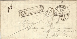 1833- Lettre De N Y  Pour Paris " PAYS D'OUTREMER / PAR LE HAVRE "  + Cad T12 LE HAVRE  Taxe 9 Sols - Maritime Post