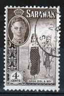 Sarawak 1950 George VI Single Four Cent Chocolate Stamp From The Definitive Issue. - Sarawak (...-1963)