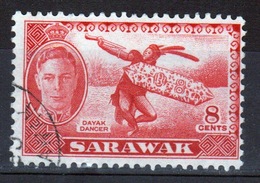 Sarawak 1950 George VI Single Eight Cent Scarlet Stamp From The Definitive Issue. - Sarawak (...-1963)