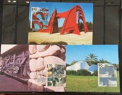 ISRAEL 1995 SET OF 3 FIRST DAY OF ISSUE WITH TABS ON POST CARDS ARCHITECTURE MAXIMUM CARDS 20011-1 - Oblitérés (avec Tabs)