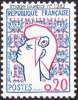 France Marianne De Cocteau N° 1282 ** Le 0f20 Bleu Et Rouge Au Type I - 1961 Marianne (Cocteau)