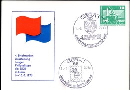 JUGEND-AUSSTELLUNG Gera DDR PP16 D2/029 Privat-Postkarte Sost.1976  NGK 4,00 € - Privé Postkaarten - Gebruikt