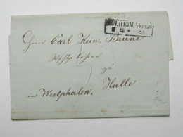 1858 , Mühlheim Am Rhein , Klarer Stempel Auf Brief Mit Inhalt Aus Köln - Storia Postale