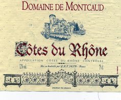 Lot De 2etiquettes De Vin  Domaine De Montcaud Côtes Du Rhone Et Vieux Papes - Collections, Lots & Séries