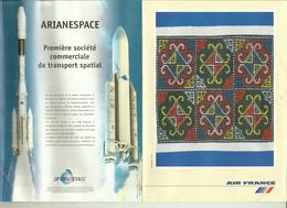 MENU AIR FRANCE - PARIS / CAYENNE - Tapisserie / ARIANESPACE - Menu Cards