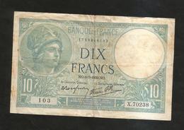 FRANCE - BANQUE De FRANCE - 10 Francs MINERVE (NO. 6 - 7 - 1939) - 10 F 1916-1942 ''Minerve''