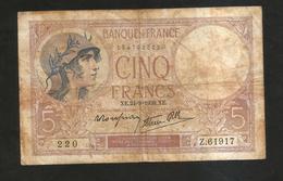 FRANCE - BANQUE De FRANCE - 5 Francs VIOLET (XE. 24 - 8 - 1939) - 5 F 1917-1940 ''Violet''