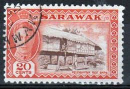 Sarawak 1950 George VI Single Twenty Cent Purple Brown And Red Orange Stamp From The Definitive Issue. - Sarawak (...-1963)