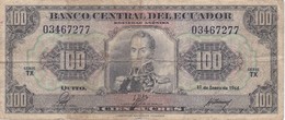 BILLETE DE ECUADOR DE 100 SUCRES DEL AÑO 1966 (BANKNOTE) RARO - Equateur