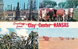 259509-Kansas, Clay Center, Greetings, Oil, Cows, Corn & Wheat, Dunlap-Henline By Colourpicture No P34895 - Autres & Non Classés