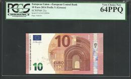 Greece: 10 EURO  "Y" Draghi Signature! PCGS 64 PPQ (Perfect Paper Quality!) Printer Y003F1 VERY CHOICE UNC! - 10 Euro