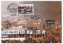 FRANCE - Carte Maximum - Centenaire Du 1er Mai - Paris - 1 Mai 1990 - 1990-1999