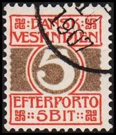 1905. Numeral Type.  5 Bit Red/grey. 1. PRINT. (Michel P5A) - JF309217 - Deens West-Indië