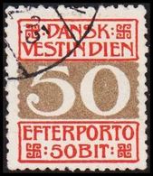 1905. Numeral Type. 50 Bit Red/grey Line Perf. 14 X 14½. 3. Print. (Michel P8C) - JF309225 - Denmark (West Indies)