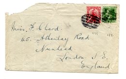 New Zeland - N°136 + 168 (war Stamp) Sur Lettre D'Auckland Pour Londres 1916 - (W1015) - Covers & Documents