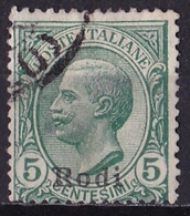 DODECANESE 1912 Stamp Of Italy 5 Ct. Green With Black Overprint RODI  Vl. 2 - Dodecaneso