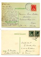 Pays-Bas - 2 Briefkaart 1914 Et 1928 Pour La France - (W1022) - Cartas & Documentos