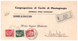Montegiorgio. 1937. Annullo Guller MONTEGIORGIO (ASCOLI),  Con Stemma Della Congregazione Di Carità. Araldica - Marcofilie