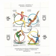 ARGENTINA 1991 ARTISTIC GYMNASTICS SPORTS MINISHEET 4 VALUES B155 SS MICHEL BL49 - Nuovi