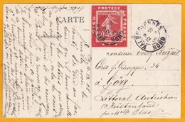 1908 - CP De Valenciennes Vers Gorz, Autriche - Affrt 10 C Semeuse Camée Sur Porte-timbre Dieu Protège La France - Briefe U. Dokumente