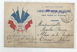 Marcophilie - Carte Franchise Militaire Du 30e Ligne Ri  Grignan 26 Drome Pour Cours 69 Rhone - 1915 - Covers & Documents