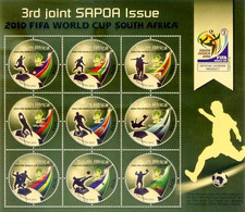 South Africa RSA 2010 Sheet 3rd Joint SAPOA Issue FIFA World Cup Football Game Soccer Sports Round Shap Stamps MNH - 2010 – South Africa