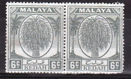 Malaysia Kedah 1950 Eight Cent Grey Pair Of Stamps. - Kedah