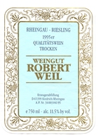 Etiket Etiquette - Vin - Wijn - Weingut - Robert Weil - 1995 - Riesling