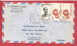 Y&T N°309+313X2 TANANARIVE     Vers FRANCE  1948  2 SCANS - Briefe U. Dokumente