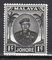 Malaysia Johore 1949 Single One Cent Black Stamp From The Definitive Set. - Johore