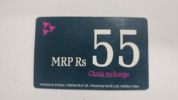 India-hutch Prepiad Chota Recharge-(7c)-(mrp Rs.55)-(11.10.2007)-card-used+1 Card Prepiad Free - Indien