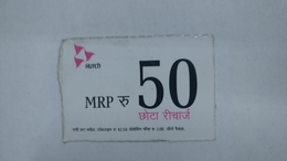 India-hutch Prepiad Chota Recharge-(7g)-(mrp Rs.50)-(1/8/2010)-card-used+1 Card Prepiad Free - Inde