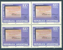 ARGENTINA - MNH/** - 1980 - JOURNEE DES JOURNALISTES - Yv 1220 - Lot 18456 BLOC OF 4 STAMPS - Blokken & Velletjes