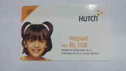 India-hutch Prepiad-(11c)-prepiad-(rs.108)-(2/4/2005)-prepiad Card-used+1 Card Prepiad Free - Indien