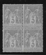 France N°87 - Bloc De 4 - Neuf * Avec Charnière - TB - 1876-1898 Sage (Type II)