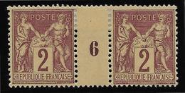 France N°85 - Paire Millésimée 6 - Neuf * Avec Charnière - TB - 1876-1898 Sage (Type II)