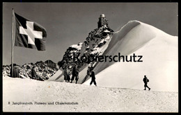 ÄLTERE POSTKARTE JUNGFRAUJOCH PLATEAU UND OBSERVATORIUM Sphinx Flagge Flag Grindelwald Berner Oberland Sternwarte - Astronomie