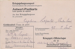 KRIEGSGEFANGENENPOST *CARTE  DE PRISONNIER DE GUERRE FRANCAIS A L'OFLAG IV D   * OFFIZIERLAGER * CAPITAINE LAPORTE * - Guerre 1939-45