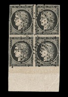 O EMISSION CERES 1849 - O - N°3 - 20c Noir S/jaune - Bloc De 4 - BDF - Obl. Étoile - 2 Ex Filet Effleuré - Très Plaisant - 1849-1850 Ceres