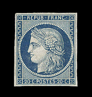 (*) EMISSION CERES 1849 - (*) - N°8 - 20c Bleu Foncé - Signé Calves - TB - 1849-1850 Cérès