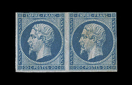 ** NAPOLEON NON DENTELE - ** - N°14A - Paire - Gomme Lég. Jaunie - 2marges Réduites - 1853-1860 Napoleon III