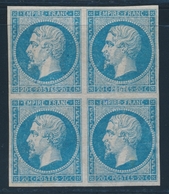 **/* NAPOLEON NON DENTELE - **/* - N°14B - 20c Bleu - Type II - Bloc De 4 - TB - 1853-1860 Napoléon III.