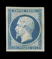 ** NAPOLEON NON DENTELE - ** - N°15 - 25c Bleu - Signé Calves - TB - 1853-1860 Napoléon III.