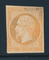 * NAPOLEON NON DENTELE - * - N°16 - 40c Orange - Gomme Partielle - Signé Scheller - Beau - 1853-1860 Napoléon III.